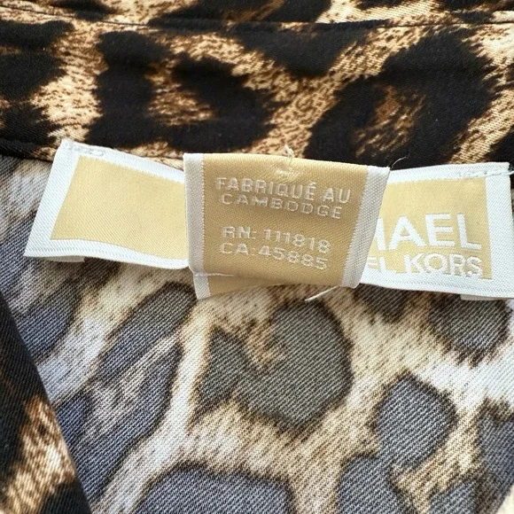 Michael Kors Leopard Cat Print Button Down Blouse L Career Evening retro punk - Picture 4 of 9